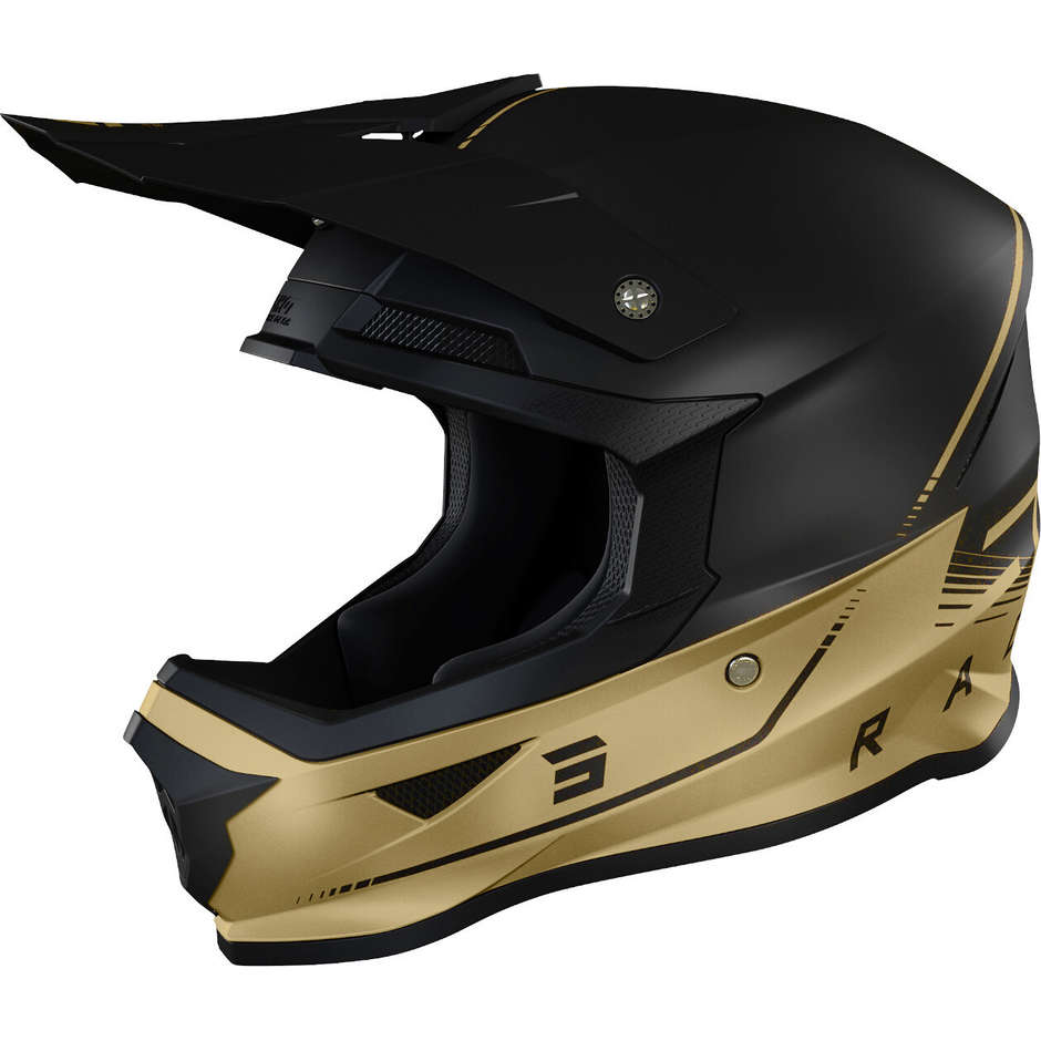 Moto Cross Enduro Helm Shot FURIOUS RAW 3.0 Schwarz Gold Opak