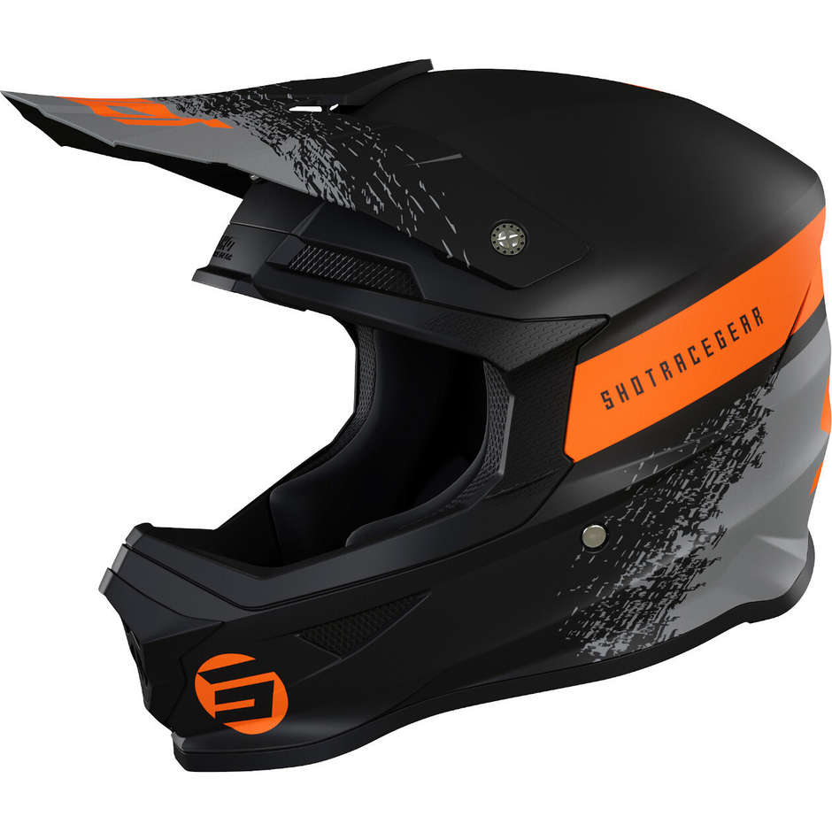 Moto Cross Enduro Helm Shot FURIOUS ROLL Matt Schwarz Orange