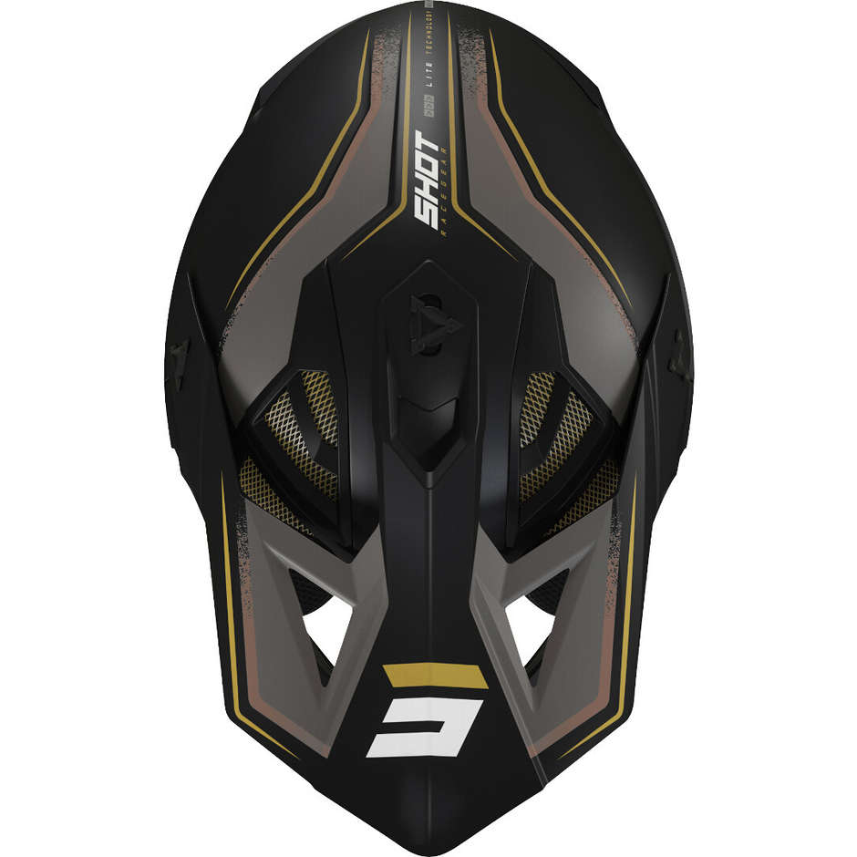 Moto Cross Enduro Helm Shot LITE PRISM Schwarz Gold Opak