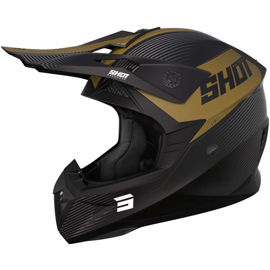 Moto Cross Enduro Helm Shot PULSE LINE Matt Gold