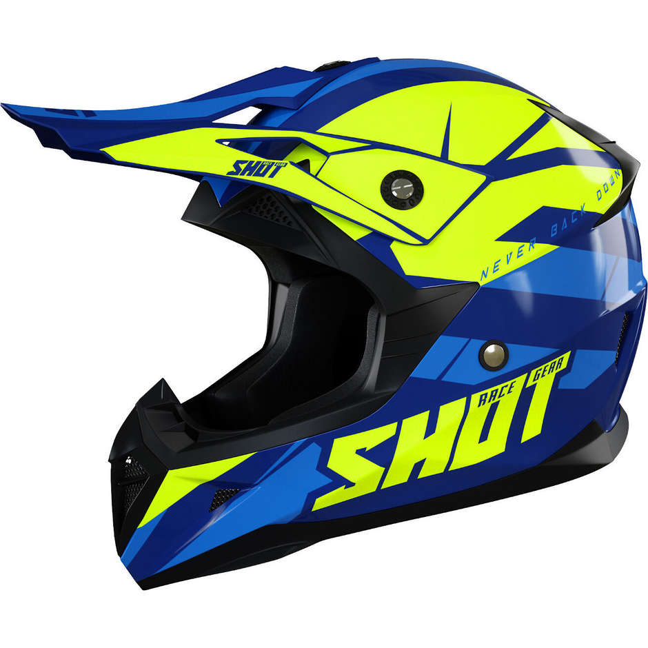 Moto Cross Enduro  Helm Shot PULSE REVENGE Gelb Neon Blau Glänzend