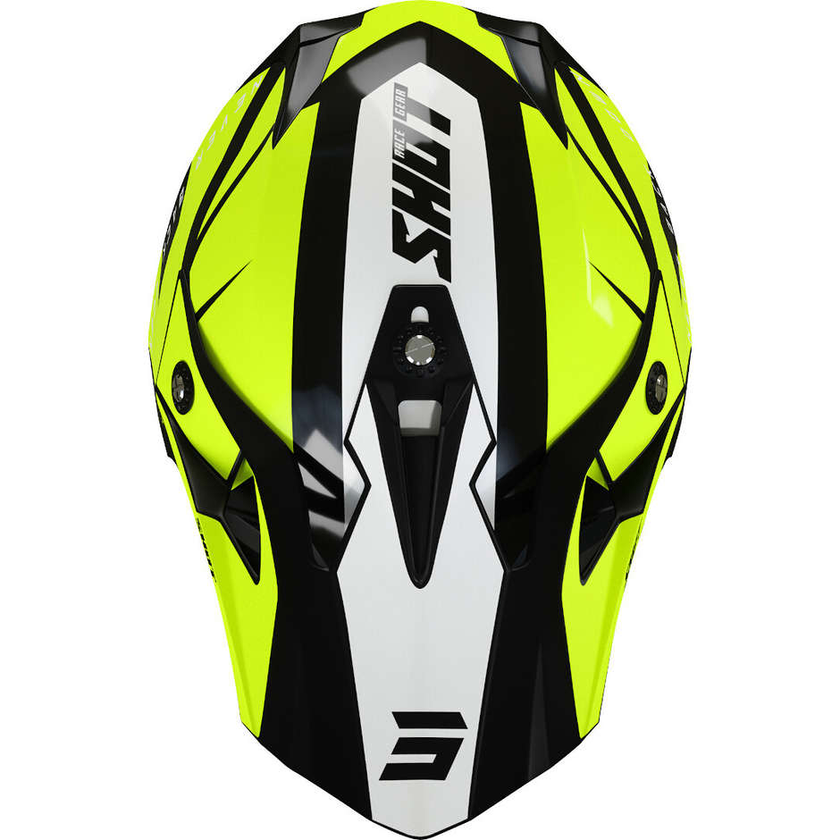 Moto Cross Enduro Helm Shot PULSE REVENGE Gelb Neon Glänzend Weiß