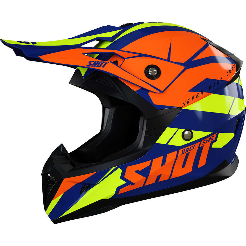 Moto Cross Enduro Helm Shot PULSE REVENGE Orange Navy Gelb Neon