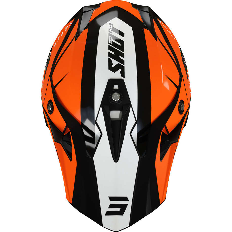 Moto Cross Enduro Helm Shot PULSE REVENGE Schwarz Orange Glänzend Weiß