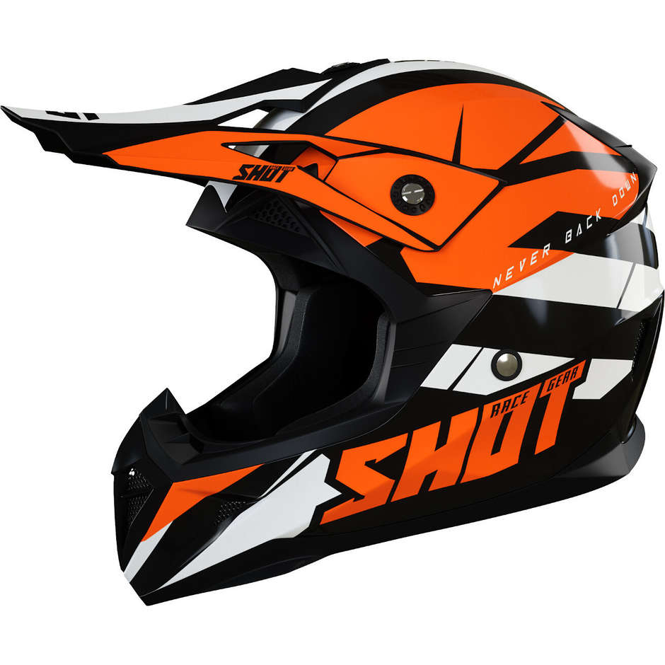 Moto Cross Enduro Helm Shot PULSE REVENGE Schwarz Orange Glänzend Weiß