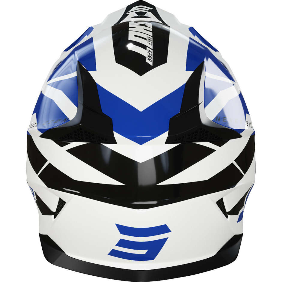 Moto Cross Enduro  Helm Shot PULSE REVENGE Weiß Blau Glänzend Schwarz