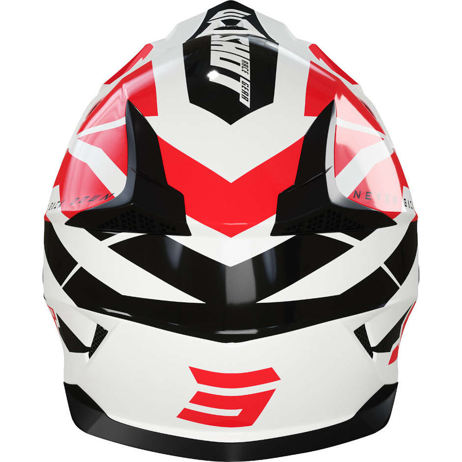 Moto Cross Enduro Helm Shot PULSE REVENGE Weiß Rot Glänzend Schwarz