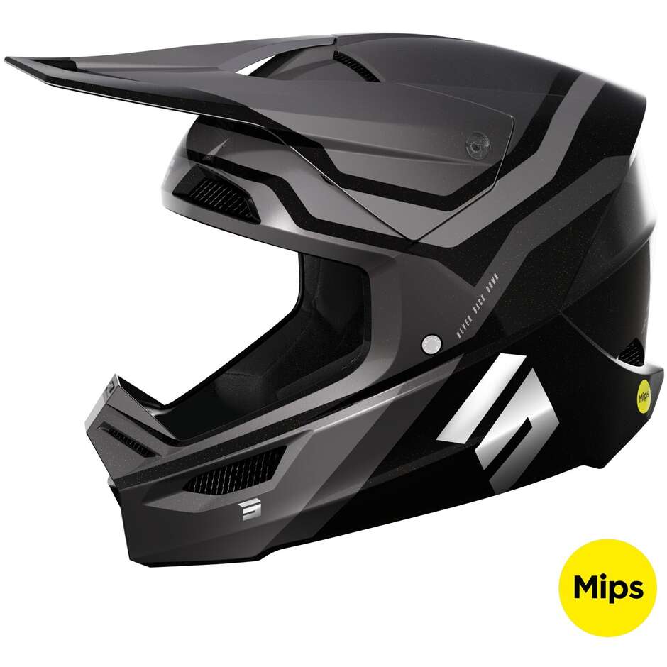 Moto Cross Enduro Helm Shot RACE SKY Grau Chrom