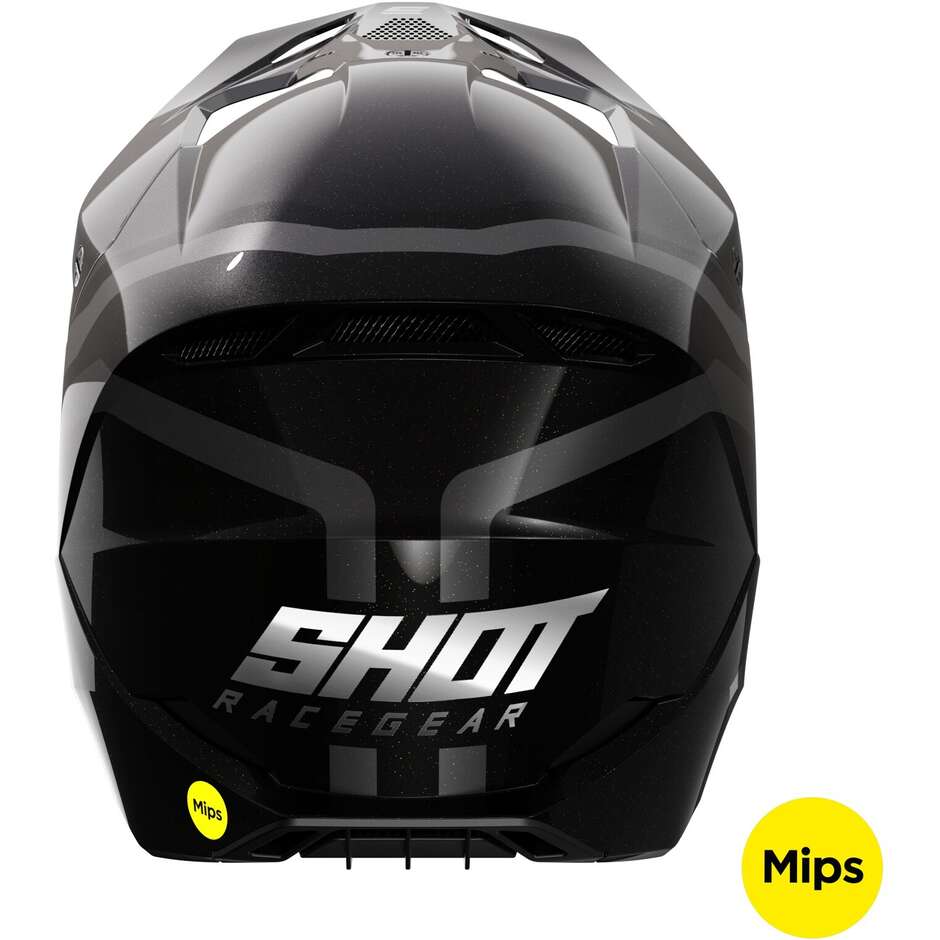 Moto Cross Enduro Helm Shot RACE SKY Grau Chrom