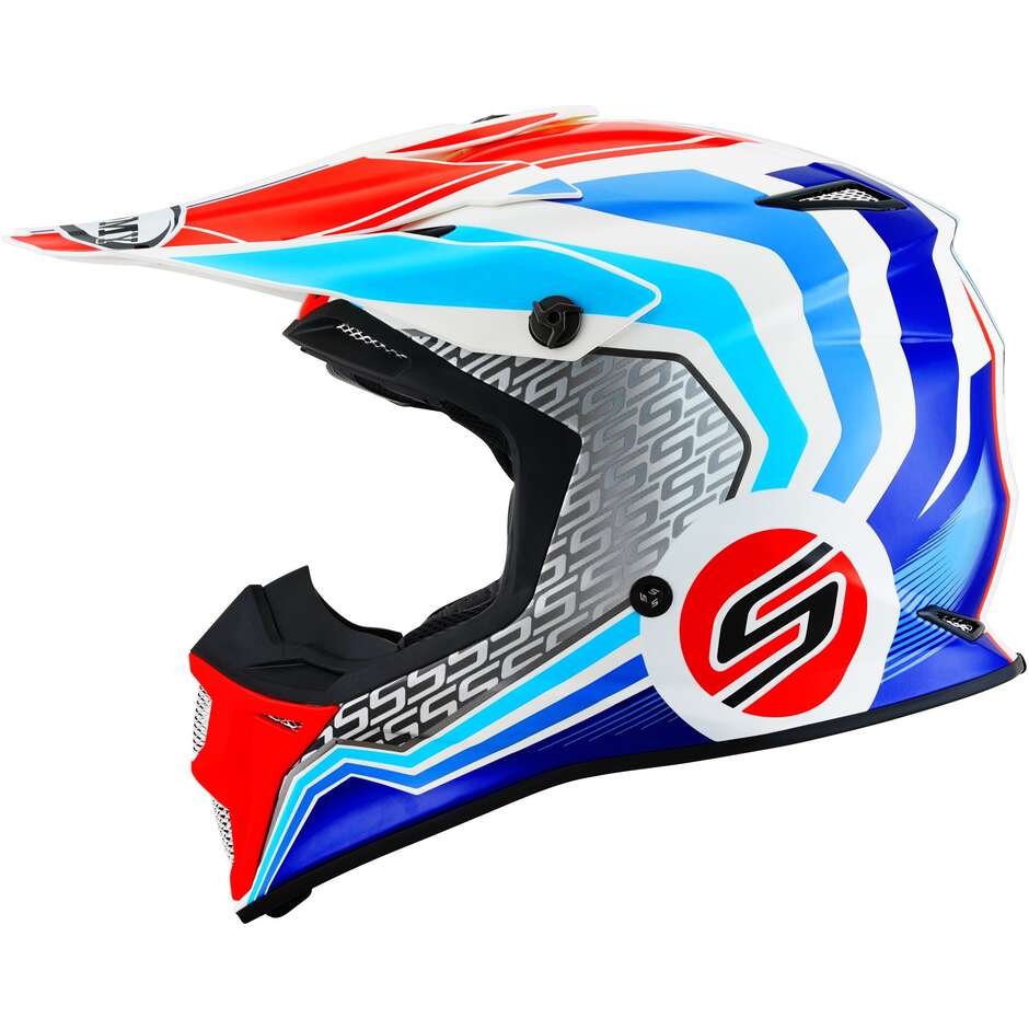 Moto Cross Enduro Helm Suomy MX SPEED PRO FORWARD Blau Weiß