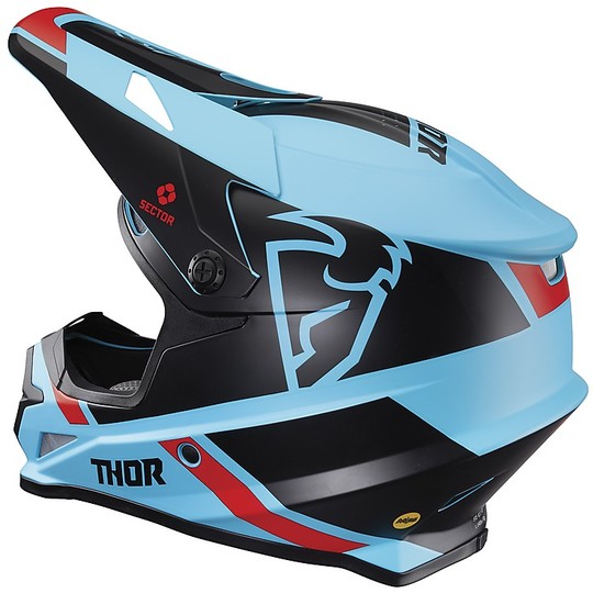 Moto Cross Enduro Helm Thor Sector MIPS S20 Split Schwarz Blau