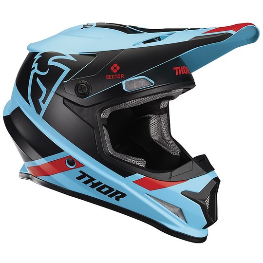 Moto Cross Enduro Helm Thor Sector MIPS S20 Split Schwarz Blau