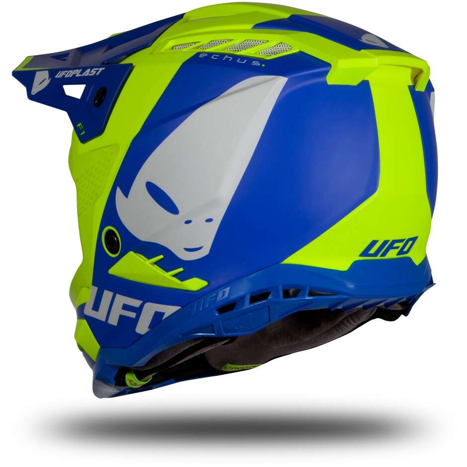 Moto Cross Enduro Helm Ufo ECHUS Blau Fluo Gelb Matt