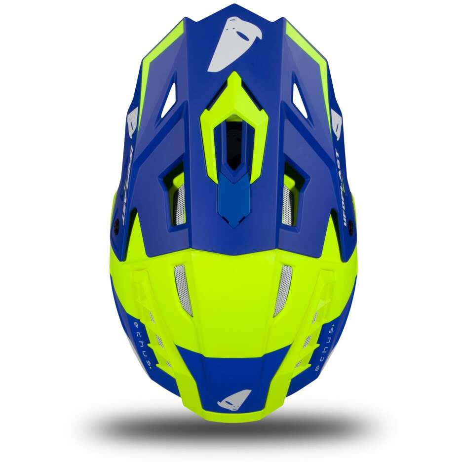 Moto Cross Enduro Helm Ufo ECHUS Blau Fluo Gelb Matt