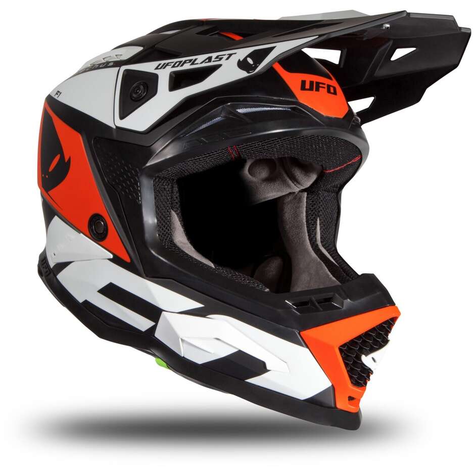 Moto Cross Enduro Helm Ufo ECHUS Schwarz Orange Weiß Matt