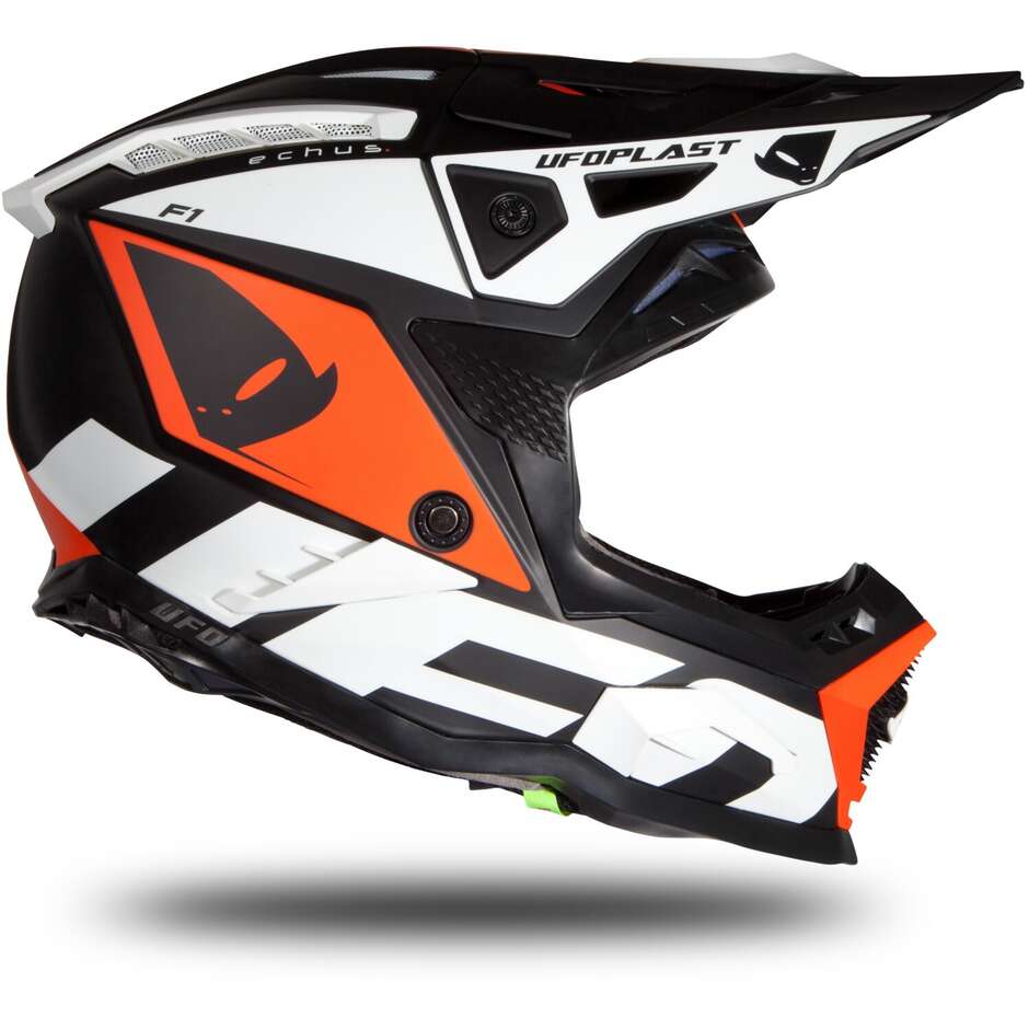 Moto Cross Enduro Helm Ufo ECHUS Schwarz Orange Weiß Matt