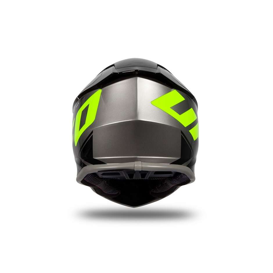 Moto Cross Enduro Helm Ufo INTREPID Grau Gelb Fluo