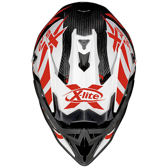 Moto Cross Enduro Helm X-Lite X-502 Ultra Carbon Xtream Weiß Rot