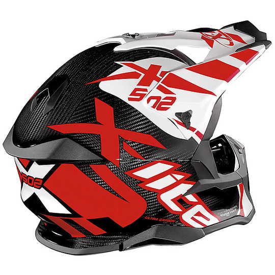 Moto Cross Enduro Helm X-Lite X-502 Ultra Carbon Xtream Weiß Rot
