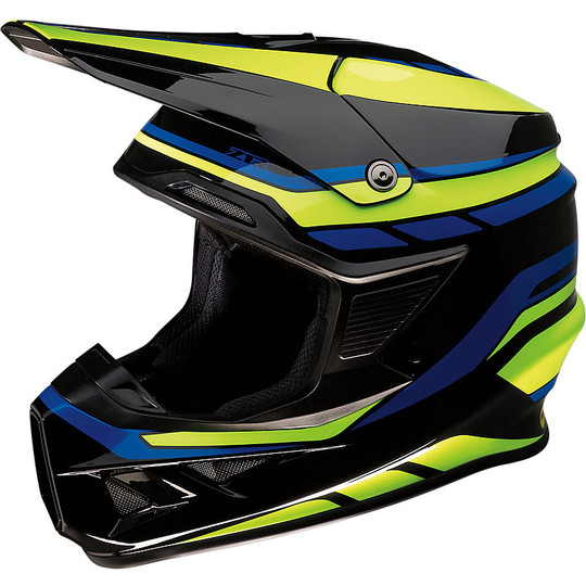 Moto Cross Enduro Helm Z1r FI Flanck Schwarz Gelb Blau Gehirnschutz
