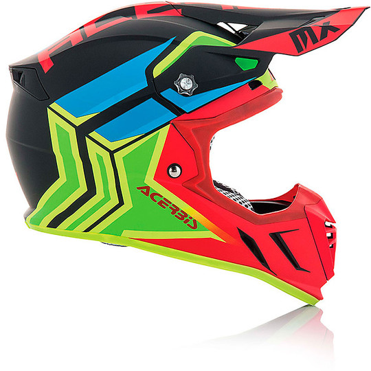 Moto Cross Enduro helmet Acerbis Profile 3.0 SnapDragon Black / Red / Green Fluo