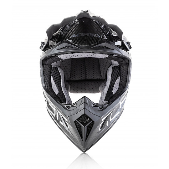 Moto Cross Enduro Helmet Acerbis STEEL Carbon Carbon Black Silver