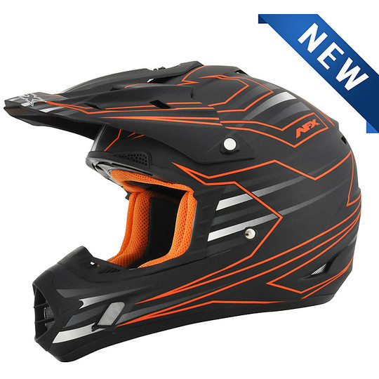 Moto Cross Enduro helmet Afx FX-17 Mainline Black Orange Fluo