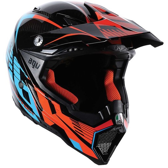 Moto Cross Enduro Helmet AGV AX-8 Evo Carbon Multi Orange Blue