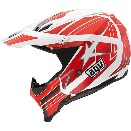 Moto Cross Enduro Helmet AGV AX-8 Evo Flastar White / Red