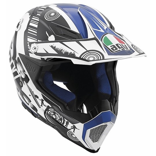 Moto Cross Enduro Helmet AGV AX-8 Evo Multi Cool Blue White Black