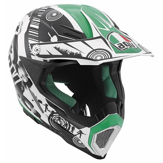 Moto Cross Enduro Helmet AGV AX-8 Evo Multi Cool white black green