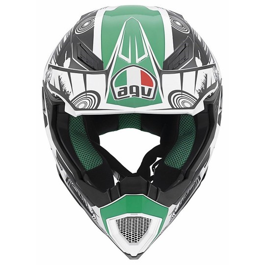 Moto Cross Enduro Helmet AGV AX-8 Evo Multi Cool white black green