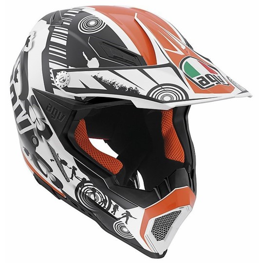 Moto Cross Enduro Helmet AGV AX-8 Evo Multi Cool white black orange