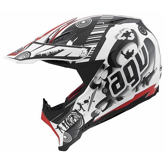 Moto Cross Enduro Helmet AGV AX-8 Evo Multi Cool white black red