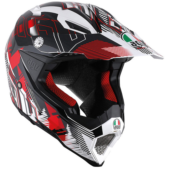 Moto Cross Enduro Helmet AGV AX-8 Evo Multi NoFoot Red White