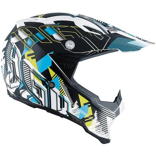 Moto Cross Enduro Helmet AGV AX-8 Evo Multi NoFoot White Cyan Matt
