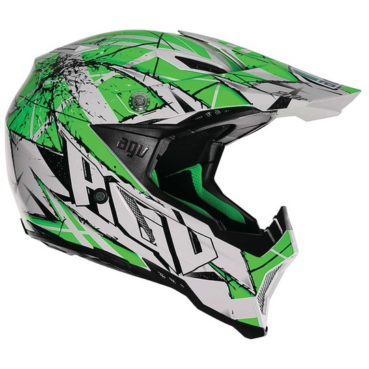 Moto Cross Enduro Helmet AGV AX-8 Evo Multi Scratch White Green
