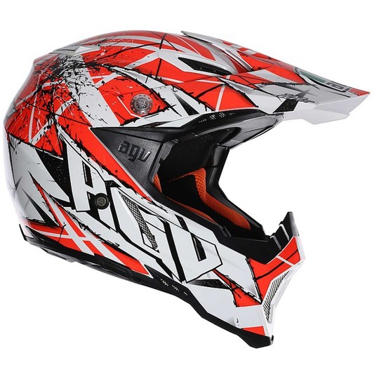Moto Cross Enduro Helmet AGV AX-8 Evo Multi Scratch White Orange