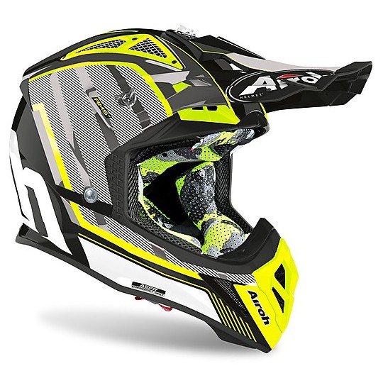 Moto Cross Enduro Helmet Airoh AVIATOR 2.3 AMS Glow Chrome Yellow