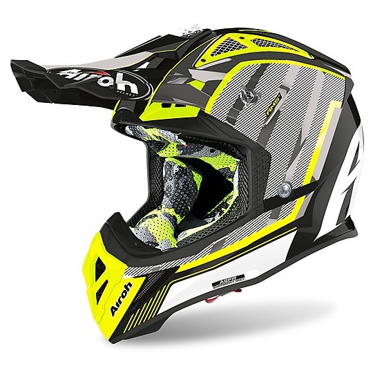 Moto Cross Enduro Helmet Airoh AVIATOR 2.3 AMS Glow Chrome Yellow