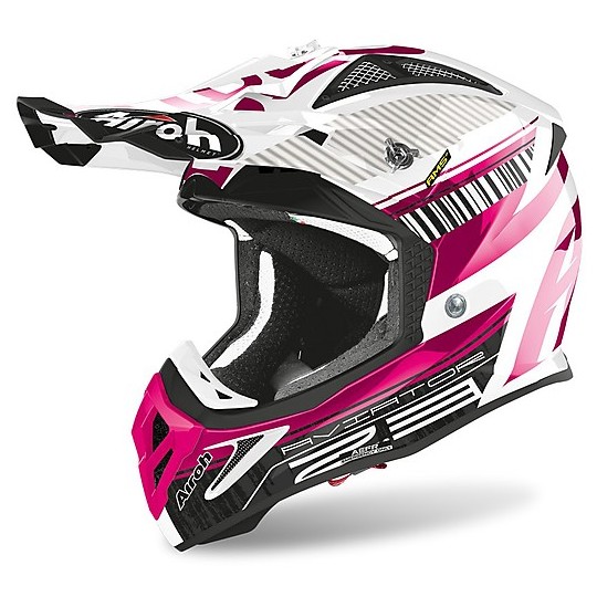 Moto Cross Enduro Helmet Airoh AVIATOR 2.3 AMS Novak Chrome Pink