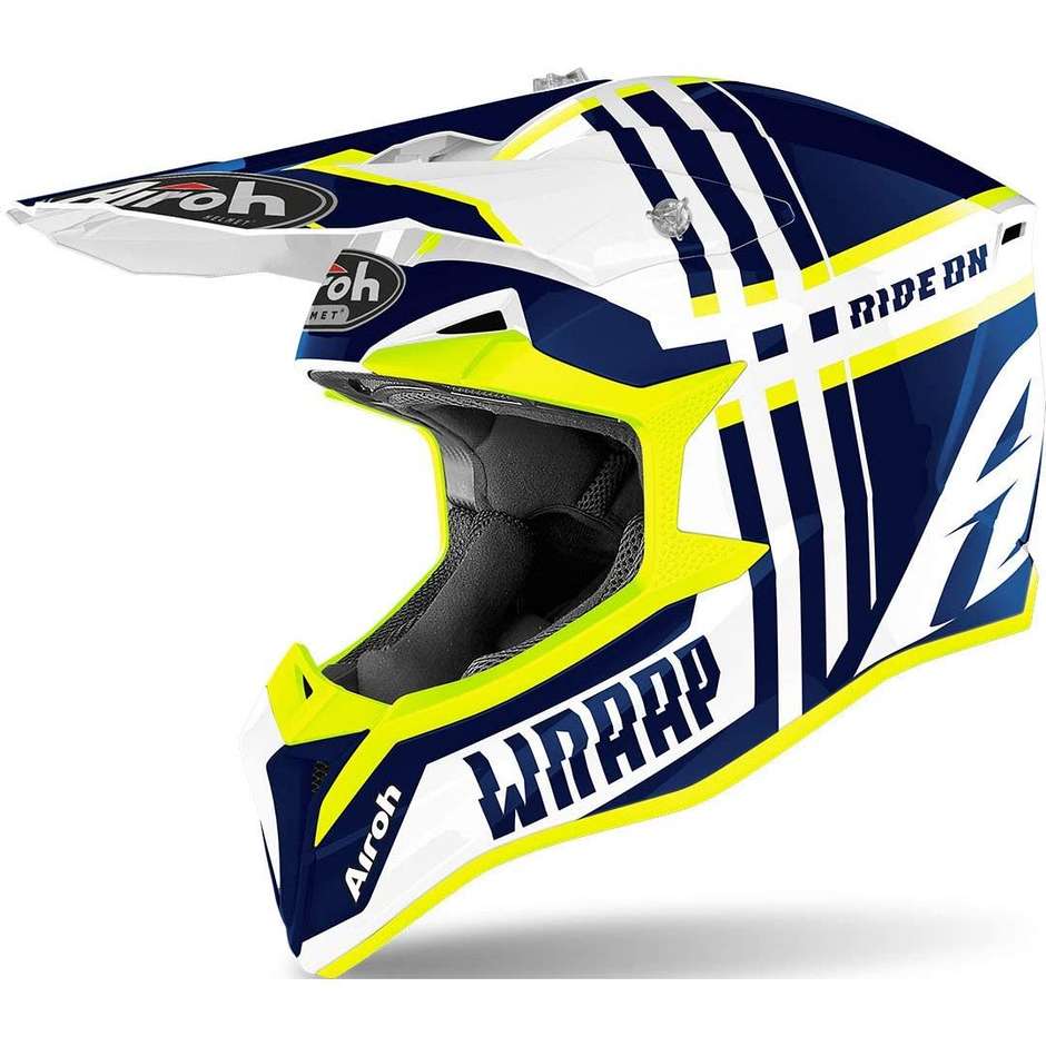 Moto Cross Enduro Helmet Airoh WRAAP Broken Blue Glossy