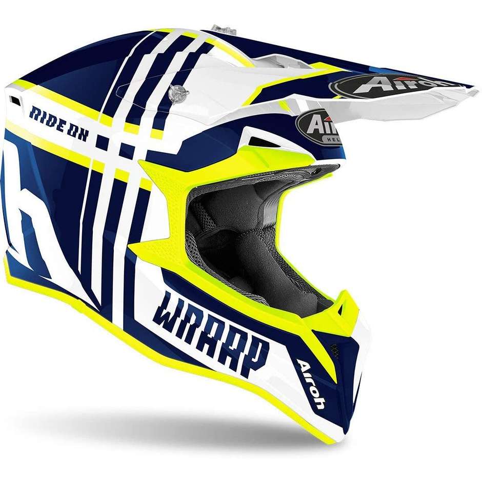 Moto Cross Enduro Helmet Airoh WRAAP Broken Blue Glossy