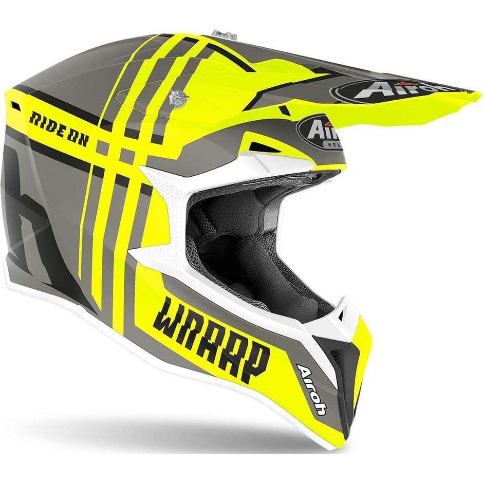 Moto Cross Enduro Helmet Airoh WRAAP Broken Matt Yellow