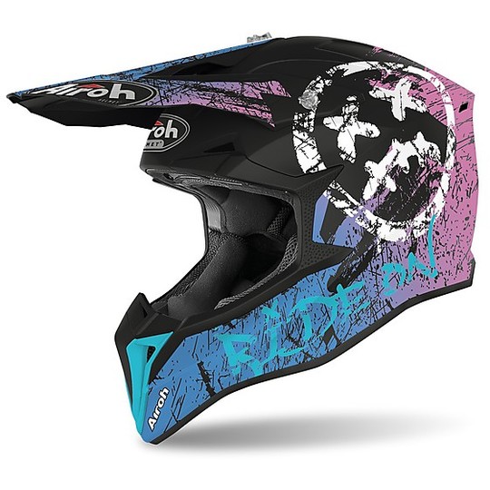 Moto Cross Enduro Helmet Airoh WRAAP Smile Purple Opaque
