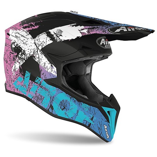 Moto Cross Enduro Helmet Airoh WRAAP Smile Purple Opaque