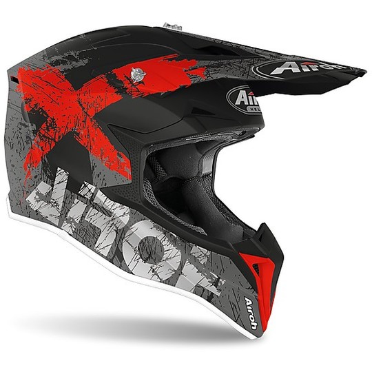 Moto Cross Enduro Helmet Airoh WRAAP Smile Red Matt