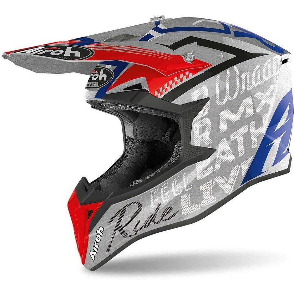Moto Cross Enduro Helmet Airoh WRAAP Street Gray Metal Polished
