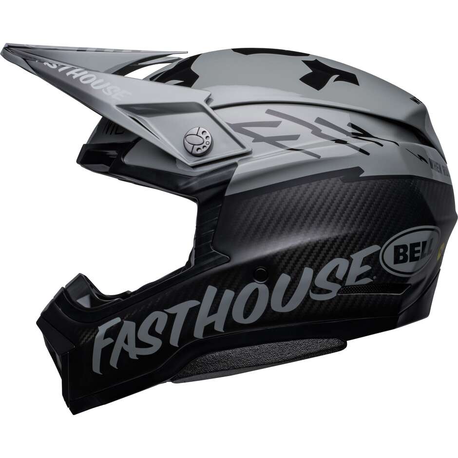 Moto Cross Enduro Helmet Bell MOTO-10 SPHERICAL FASTHOUSE BMF Gray Matt Glossy Black