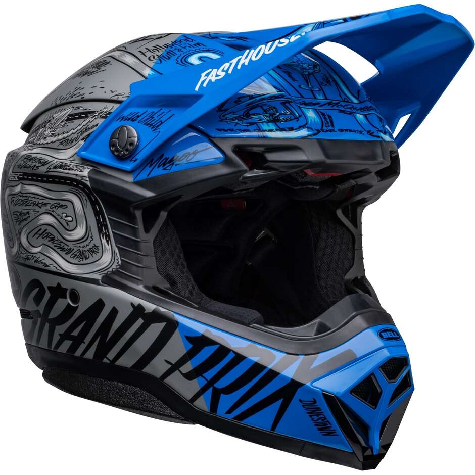 Moto Cross Enduro Helmet Bell MOTO-10 SPHERICAL FASTHOUSE DITD Blue Gray Matt Glossy